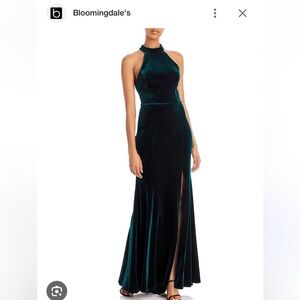 Aqua Velvet Halter Gown